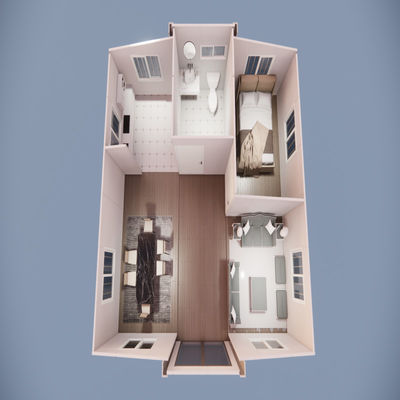 Recyclable and Galvanized Steel Frame Multifunctional Portable Structure for Bedroom Hotel